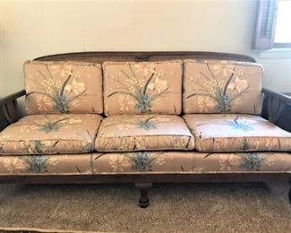 Cane back three seat sofa with removal cushions