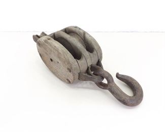 LARGE Antique Wood and Iron Barn Pulley