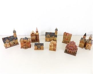 9 Vintage Miniature Bamboo House Secret Trinket Boxes
