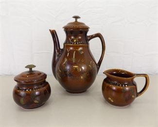 Vintage 5 Piece Georges Biard Teapot, Creamer, and Sugar Set