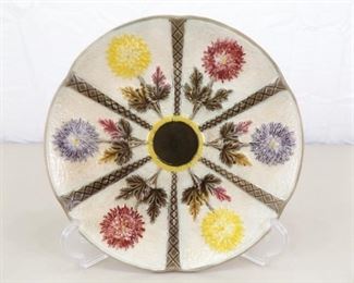 RARE Late 1800's Wedgwood Majolica 9" Chrysanthemum Plate