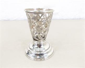 SOLID .925 Sterling Silver Etched Filigree Cup Holder