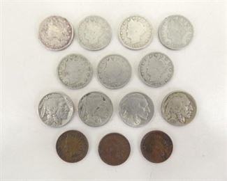 Lot of Antique Indian Heads, V-Nickles, etc.