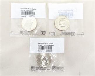 3 Littleton Graded 2011-P, D, and S Kennedy Uncirculated Half Dollars