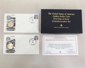 2000 US First Day Issue Philadelphia and Denver Sacagawea Dollar Set