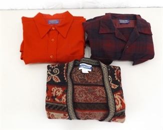 2 Women's Pendelton Long Sleeve Wool Shirts and 1 Pendelton Wool Sweater