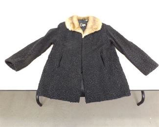 Vintage 1950's Dayton's Fur Collar Black Persian Lamb Coat