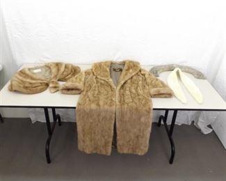 Vintage Dayton's Fur Coat, Shawl, and 2 Collars
