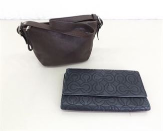 Used COACH Signature Wallet and Small Brown Clutch