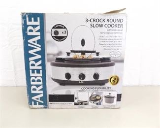 NEW in Open Box Faberware 3 Crock Round Slow Cooker