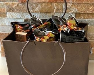 Metal Bag Fireplace log Holder		
