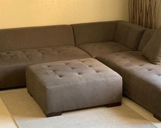 Contemporary Tufted Fabric Sectional Sofa 4pc Max-home sectional Aberdeen Charcoal	26x38 Length: 108in 102in ottoman:15x37x37in	HxWxD
