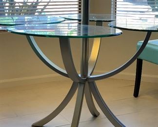 Contemporary Steel & Glass Pedestal Table	36x52x52in	HxWxD

