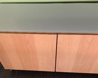 Contemporary Natural Wood Glass Top Console Cabinet	30x71x16.5in	HxWxD
