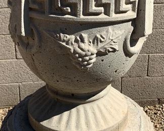 Concrete Greek Key Vase & Pedestal		
