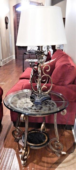 Wrought iron round end table