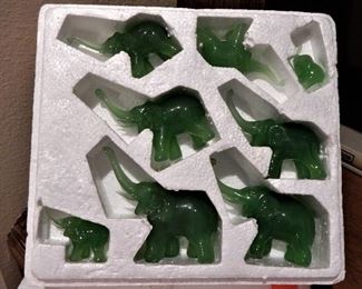 Miniature jade elephants