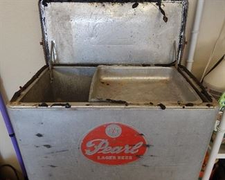 Metal Pearl lager beer cooler - would make a great restoration project