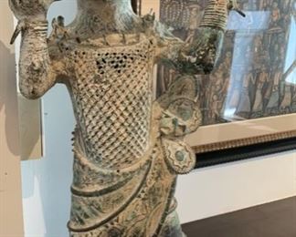 31" Tall Benin Bronze Figure