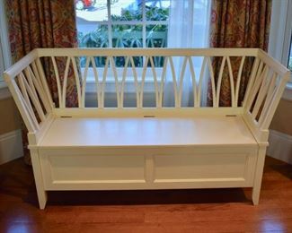 White painted storage bench from Ballard Designs