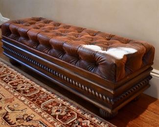 Tufted leather storage bench from Horchow