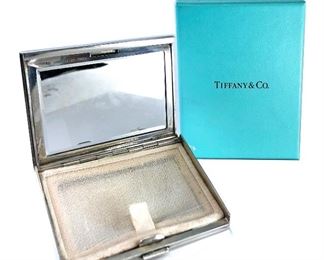 TIFFANY & CO. STERLING SILVER MIRRORED COMPACT. We Do Not Have Paperwork For This Piece. Unable To Find Identical Design. Unable To Confirm Authenticity.