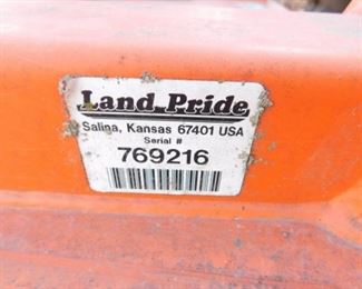 Land Pride Mower serial 769216 attachment sold separately from tractor