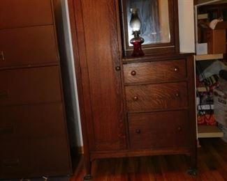 Oak wardrobe with mirror