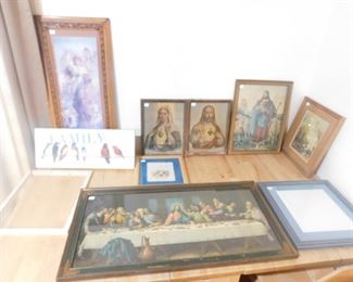 Last supper print and Mother Mary print, Various Jesus prints