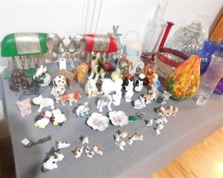 Porcelain Japanese dogs, various vases, Crystal bowl and plate