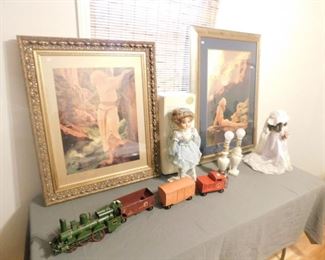 World market train and Various prints,dolls