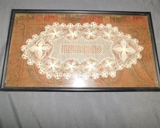 Antique framed doily 1860