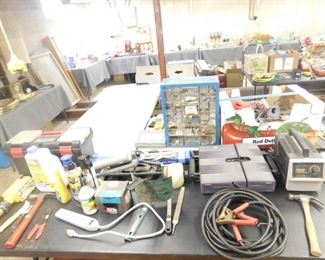Various tools and jumper cables