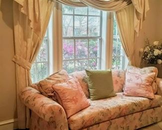 Featuring lovely "satine" floral upholstered Sofa