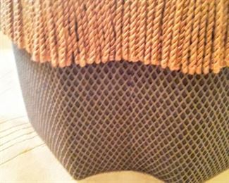 Close-up of upholstered stool