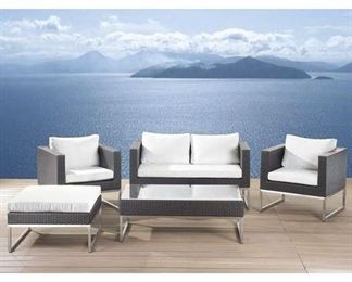 Home Etc. 5 Piece Rattan Sofa Seating Group W Cushions