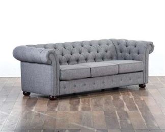 Topline Kyle Tufted Grey Linen Chesterfield Style Sofa