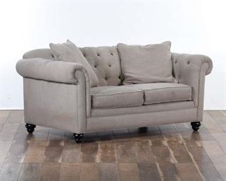 Chesterfield Style Stone Gray Loveseat