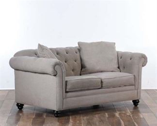 Chesterfield Style Stone Gray Loveseat 2