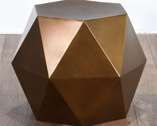 Crate & Barrel Bronze Finish Geometric End Table 