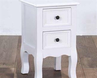 Cottage Chic White Nightstand End Table
