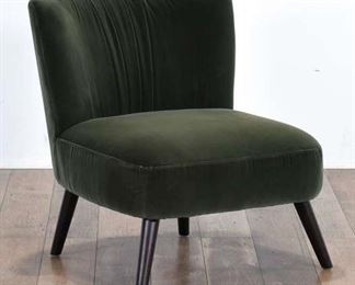 Mid Century Modern Style Green Velour Accent Chair