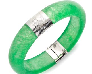 Macy'S Sterling Silver Jade Bangle Bracelet