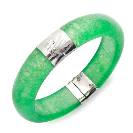 Macy'S Sterling Silver Jade Bangle Bracelet