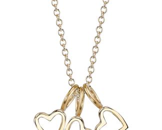 Sarah Chloe Triple Heart Charms Pendant Necklace