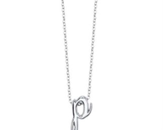 Unwritten Initial "P" Pendant Sterling Silver Necklace