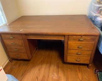 #7 wood desk with 9 drawers 65x40x30  $ 125.00
