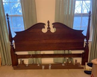 #14 king cherry head board w 2 post and metal frame  $ 175.00