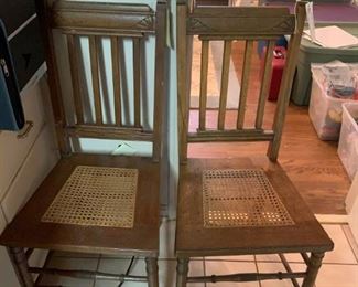 #41 (2) odd dining chairs w cain seat $25 ea