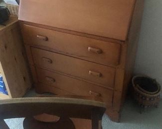 Maple Drop Front Desk and Chair $100